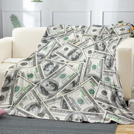 Kanuyee Money Throw Blanket, A Pile of 100 Dollar Bill Cozy Decor Nap Cash Blankets Gift Sofa Bed Couch Chair or Dorm Throws 40×50 inches