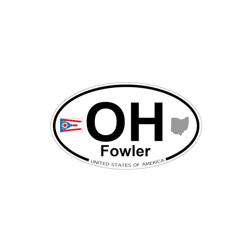 US Decal, Inc. Fowler, Ohio Oval Sticker with State Flag