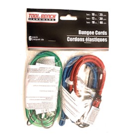 Tool Bench Bungee Cords (6 Pack, 3 Sizes, Multi-Color)