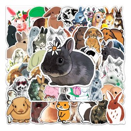 AUCEKO Pack of 50 Rabbit Stickers Pack Rabbit Sticker Set Waterproof Vinyl Stickers for Laptop Children Cars Motorcycle Bicycle Skateboard Luggage Suitcase Computer Sticker Graffiti Decal