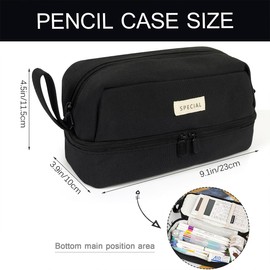 Pencil Case with Large Capacity Pencil Case 4 Compartments for Boys Girls Portable Pencil Case School for Students Adults Women from School & Office Makeup, black, Cosmetic bag
