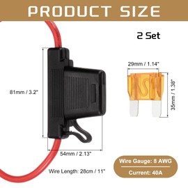 DMiotech 2 Pcs Inline Fuse Holder DC 32V 8 AWG Waterproof Blade Fuse Holder 40A for Automotive, Marine, Truck, Motorcycle Orange