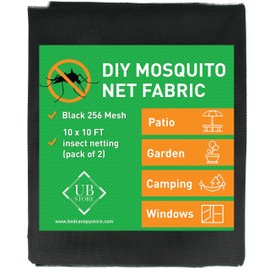 Black DIY Mosquito Net Fabric | 10x10 FT Netting 2 Pack | Insect Cover for Garden, Patio, Outdoor & Windows | Multiple Sizes in Black, White & Green | Raised Bed Screen Mesh Barrier