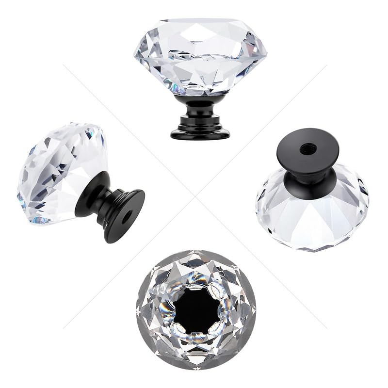 Ravinte Pack of 10 Crystal Drawer Knobs and Handles, Clear