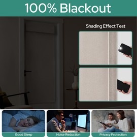 HOMEIDEAS 100% Natural Linen Blackout French Door Curtains, Privacy Door Window Curtains, 34 X 40 Inch Room Darkening Blinds, Thermal Insulated Shades for Bedroom, 1 Panel