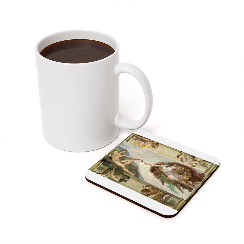 Cork Coaster - Michelangelo La Création d'Adam Fresque Vatican, 1