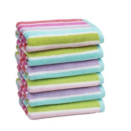 ORIGINAL KIDS 6 Piece Hand Towels Bath Time -100% Cotton PB - 16X27 Inches - Pink Multi