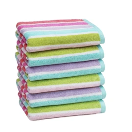 ORIGINAL KIDS 6 Piece Hand Towels Bath Time -100% Cotton PB - 16X27 Inches - Pink Multi