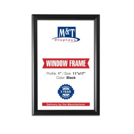 M&T Displays Window Snap Poster Frame Photo Holder Aluminum Profile Front Loading Black 11x17