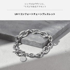 LION HEART Bracelet, LH-1 Comfort Chain Bracelet, Surgical Stainless Steel (Allergy Friendly), Men's (Includes Pouch), Direct Management, Azuki, stainless-steel Metal