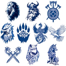 CUTELIILI Aztec and Viking Style Temporary Tattoo for Men, Tribal Totem Tattoo Sticker Fake Tattoos for the Back of Hands and Forearms