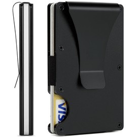 FIRDIKT Carbon Fiber Minimalist Wallet for Men Credit Card Holder Money Clip & Cash Strap Slim RFID Mens Wallets