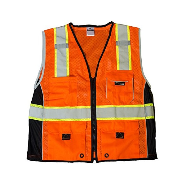 Kishigo 1514 Ultra-Cool Polyester Black Series Heavy Duty Vest, Medium,