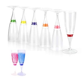LED Wine Champagne Flute Glasses, Homeya (Set of 6 Multi-Color) Water Liquid Activated Flashing Light Up Cup Blinking Cocktail Whisky Drinkware Glow Mugs for Wedding Bar Club Christmas Party Gifts