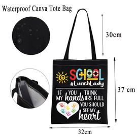 BNQL SCH Lunch Lady Tote Bag Cafeteria Worker Appreciation Gift Women If You Think My Hands Are Full You Should See My Heart (SCH Lunch Lady TB-b)