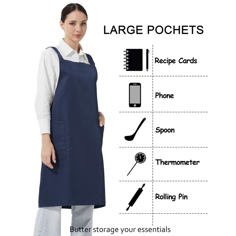 APRONNER Comfortable Water Repellent Cross Back Aprons for Women with
