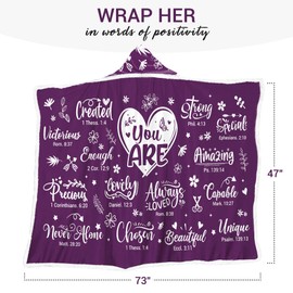Bible Verse Fleece Wearable Blanket Hoodie - Inspirational Christian Gifts for Women Mom Sister Female Her Wife - Birthday Gifts for Women - Women Gifts for Christmas