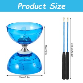 Lotvic Diabolo Freizeitsport Jonglier-Set mit Licht, Freiläufer mit Kugellager, Diabolo Jonglierset, Jonglier-Set mit Handsticks aus Aluminium und Ersatzschnur, Geschenk für Kinder & Anfänger, Blau