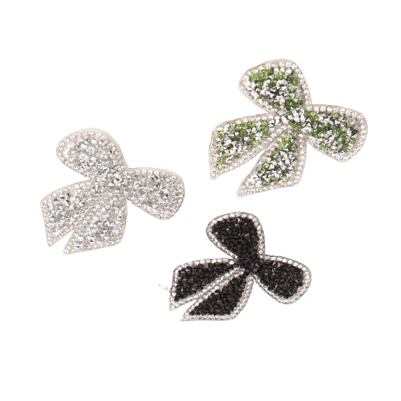 18pcs Bow Knot Rhinestones Patches Silver Black Green Exquisite Iron