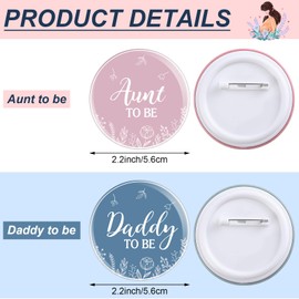 Loetere 10 Pcs Baby Shower Pin Back Buttons Mommy Daddy Aunt Uncle Grandma Grandpa to Be Baby Shower Party Favors Badge Gift, 2.2 Inch (Morandi)