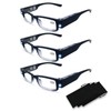 3 Pack Reading Glasses with Lights and Magnifier Reading Glasses
