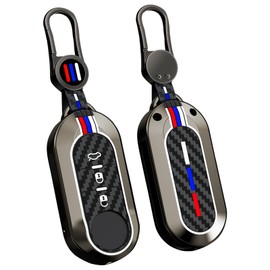 KUNIO Fit for Car Key Fob Cover Case Fiat 500 500 C 500L 500X Brava Bravo Ducato Punto Musa Peugeot Luminous Effect Carbon Fiber Pattern Key Holder Keychain Accessories 3 Button Trunk Black
