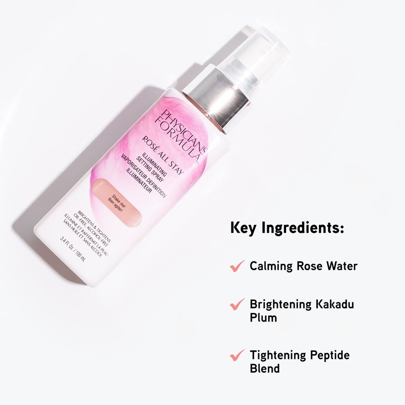Physicians Formula Rosé All Stay Illuminating Setting Spray For Makeup,