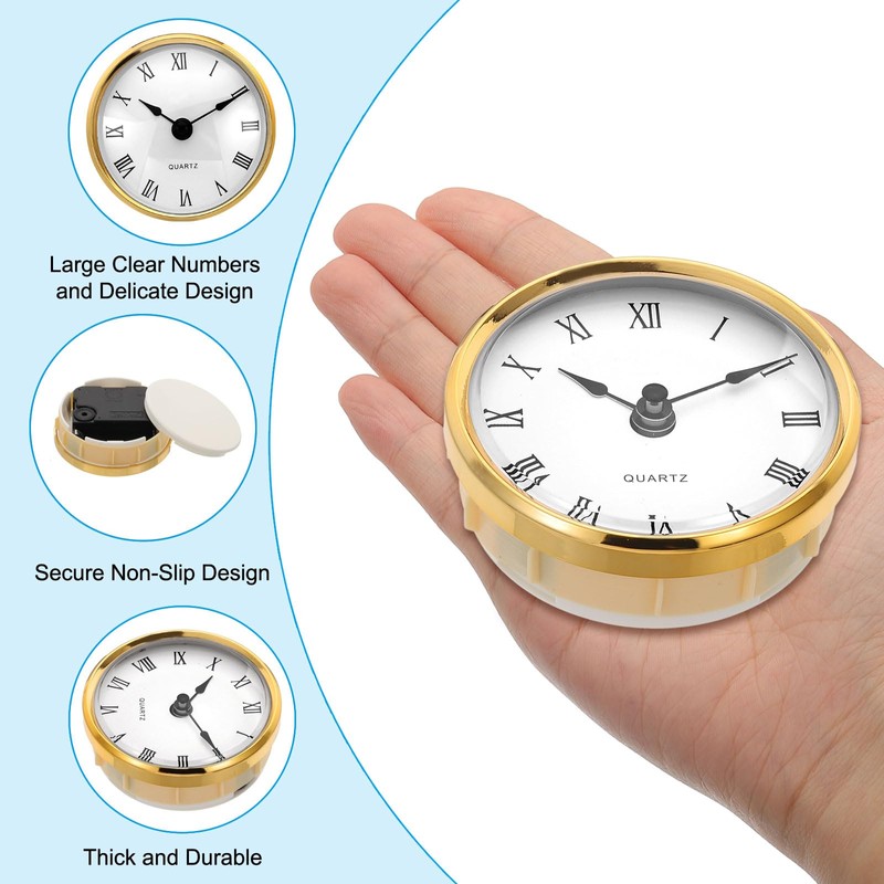 PATIKIL 80mm Quartz Clockwork Wall Clock, Silent Roman Numerals Mantel