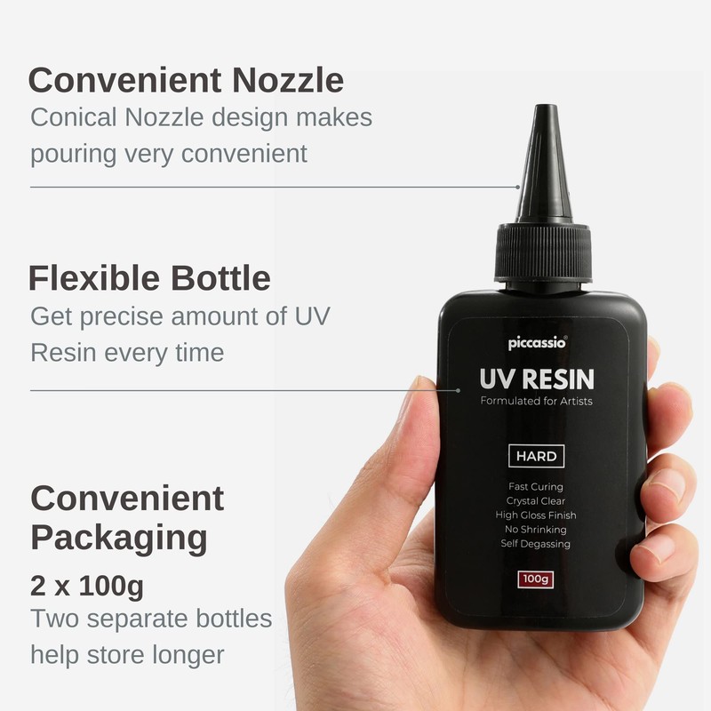 Piccassio UV Resin Clear 200g - Upgraded Hard Type UV