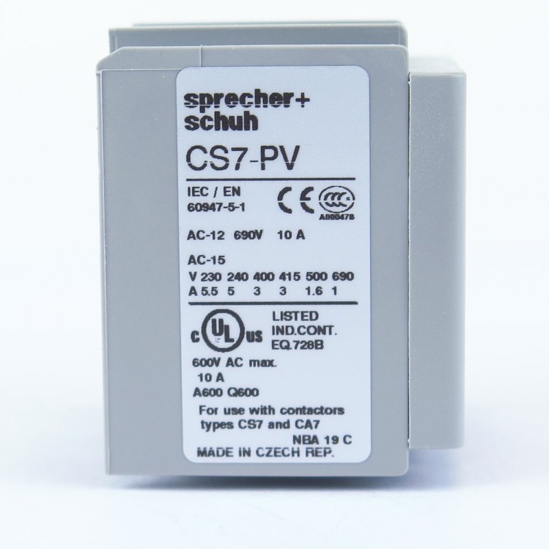 SPRECHER & SCHUH CS7-PV-22 Front Mount, 690V, Auxiliary Contact, 2NO/2NC,