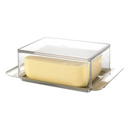 GEFU Butelo Butter Dish, Stainless Steel, Plastic, 5 cm, 33620, 24 x 24 x 14,5 cm, Clear, Silver