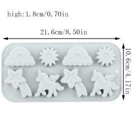 AIBOYA 8 Cavity Winged Unicorn Themed Silicone Molds Rainbow Unicorn Sun Meteor Candy Mold For Candy Chocolate