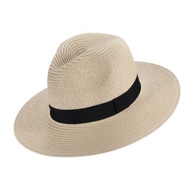 Panama Hat Rollable Straw-Fedora Summer Beach Sun Hats Protection UPF50+ Wide Brim Floppy Ladies Straw Sunhat for Men Women Packable Holiday Beach Accessories
