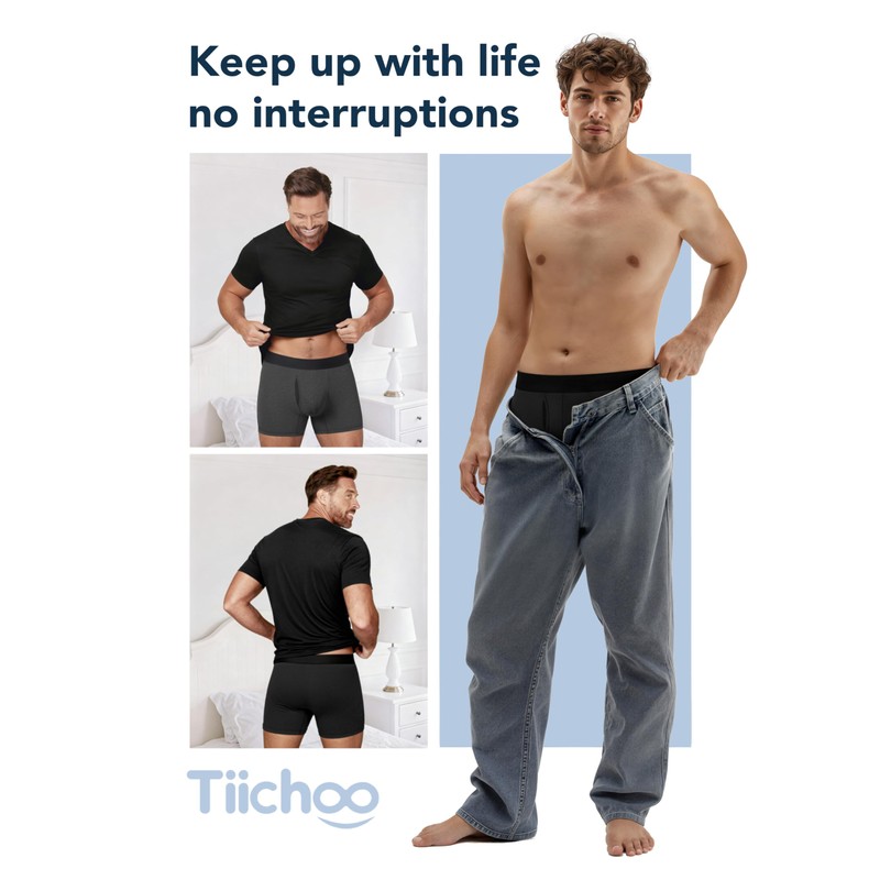 TIICHOO Incontinence Underwear for Men Washable Soft Reusable Leakproof Boxer