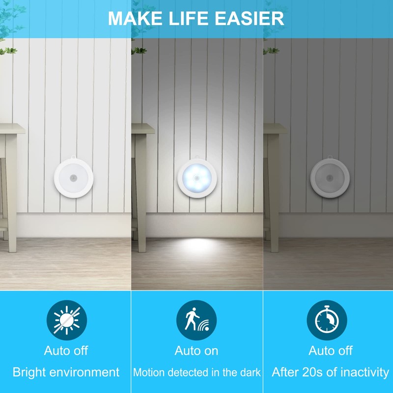Mlambert 4 Pack Motion Sensor LED Night Light, Cordless Battery-Powered