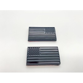 2Pc Flag USA Emblem 3D Badge Flag US Decal Nameplate Replacement for L Front Right Passenger Door Truck Car SUV (Gloss Black)