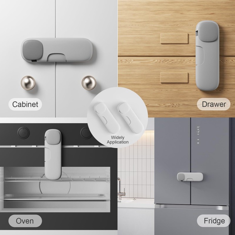 Child Proof Cabinet Locks,Adhesive Refrigerator Lock Baby Proofing,Multi-Use No Drilling