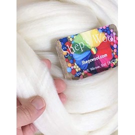 Wool Roving 1 lb Shep's Wool Soft Merino Wool for Spinning, Hand Spinning, Wool for Felting, Wool Top Roving Spinning, (1lb) Needle Felting Wool, Wool Roving, White Wool Roving