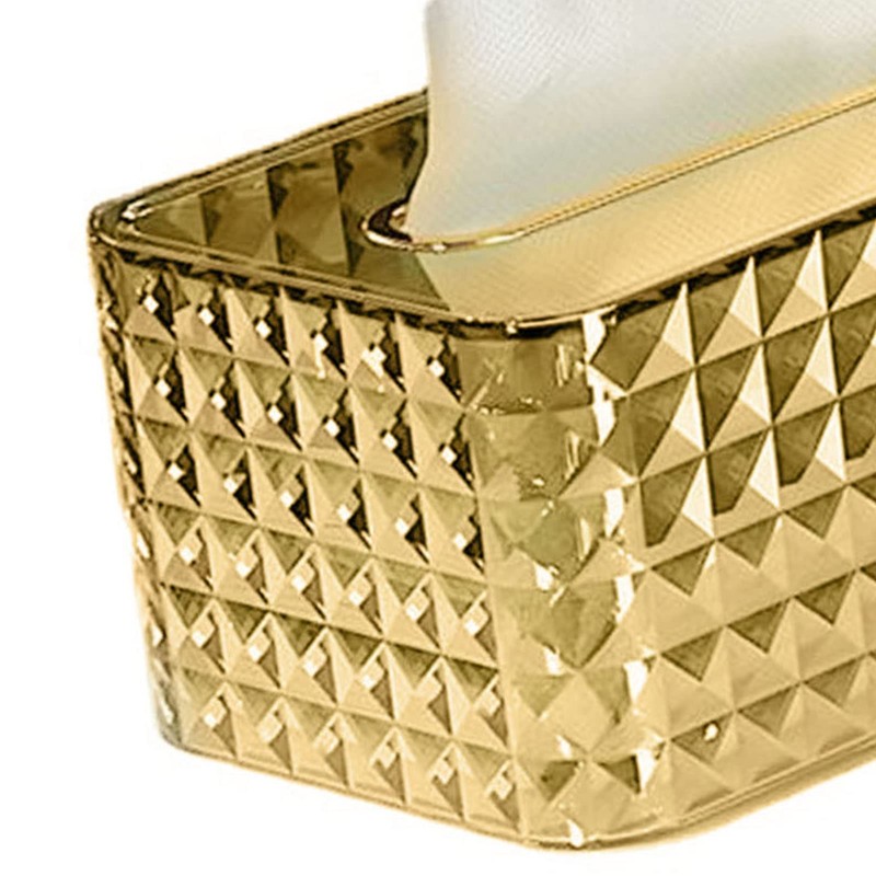 Paper Holder, Golden Diamond Tissue Box Holder with Transparent Rectangular