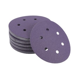 VekAuto 50 Stk. Schleifscheiben, 6" 6 Loch 100 Körnung Klett-Schleifpapier Universal für Metall, Holz, Automobilreparatur Haltbarkeit Keramik-Polyester-Film Lila