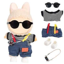 RDJOIMBX 17cm Doll Clothes Set - Overalls, Camera, Shoes & Glasses, Cute Outfit Accessories for 6.7inch Fashion Dolls(Style 5)