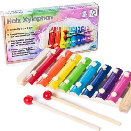 all Kids United Holz Xylophon für Kinder - Xylofon Musikinstrument Glockenspiel Klangspiel; Holzspielzeug Motoriktraining (Xylophon)