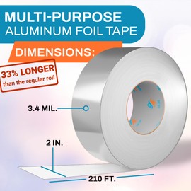 Heavy Duty 2" x210 ft Aluminum Foil Tape for HVAC and Pipe Repair - 2 Inch Heat Resistant Duct Tape for Air Conditioner Sealing, Waterproof, High Temp Insulation, and Ventilation Ducts