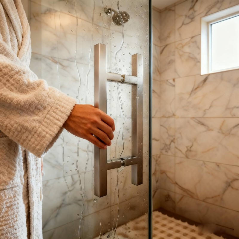 NovaNectar Square Ladder Pull Back-to-Back Handle, 304 Stainless Steel Bathroom