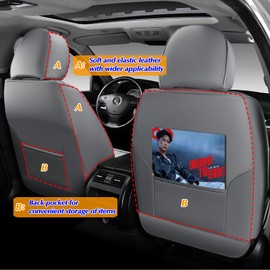 KEYOOG Universal 2-Seater Waterproof Breathable Nappa Leather Car Seat Covers Full Set, Compatible with Toyota Corolla Camry, Lexus LS400, Nissan Murano Rogue, Fit Front Seats Most Sedans SUV- Gray