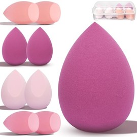 DUAIU - Set de 4 esponjas de maquillaje para difuminar bases, ideal para maquillaje líquido, en crema y en polvo, con estuche.