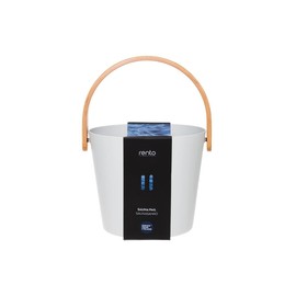Rento - Sauna Bucket - Aluminium - Colour: White - with Elegant Bamboo Handle - 5 Litres