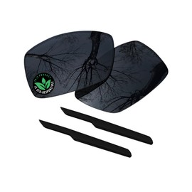 Raydi Polycarbonate Replacement Lenses & Earsocks for Oakley Siphon OO9429 Rectangular Sunglass - Solid Black - Polarized