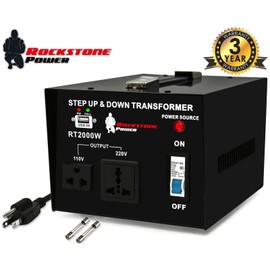 Rockstone Power 2000 Watt Voltage Converter Transformer Step Up/Down 110V/120V/220V/240V Power