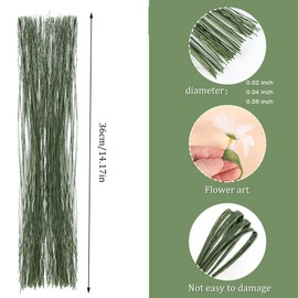 Afoosoo 3 Sizes Flower Trunk Wire Green Wire for Crafts Christmas Wreaths Tree Garland and Flower Wire for Bouquet Trunk Wrap Florist Wreath Making Supplies and Flower Arrangement Supplies